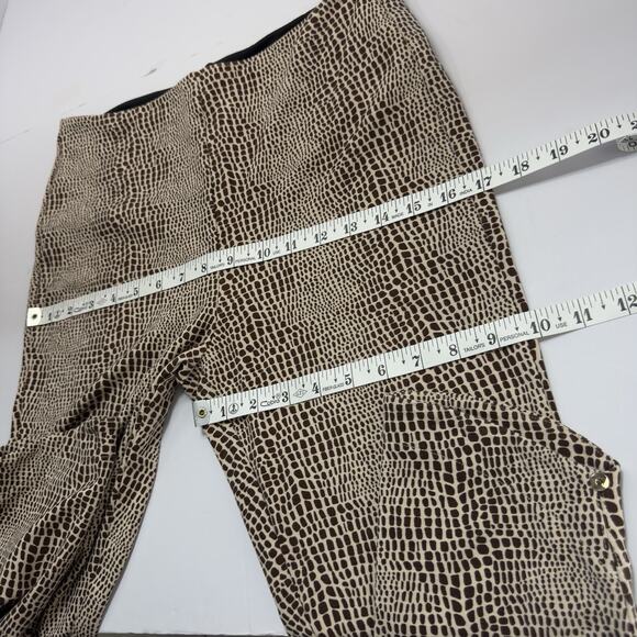 Edgy Snake Print Mob Wife Pants L Crop Legging Slinky Knit Pull-On Tummy-Shaping - Picture 11 of 16